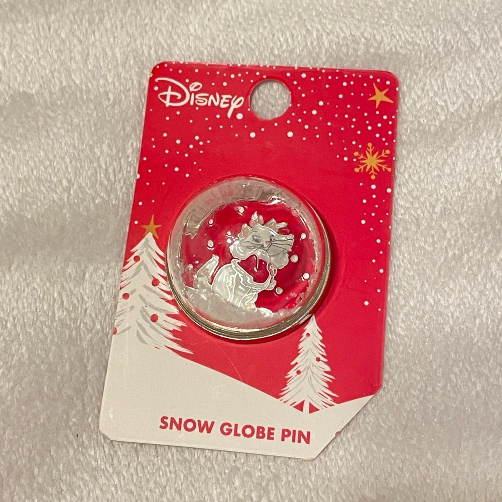 Disney Marie Festive Red and White Snow Globe Pin
